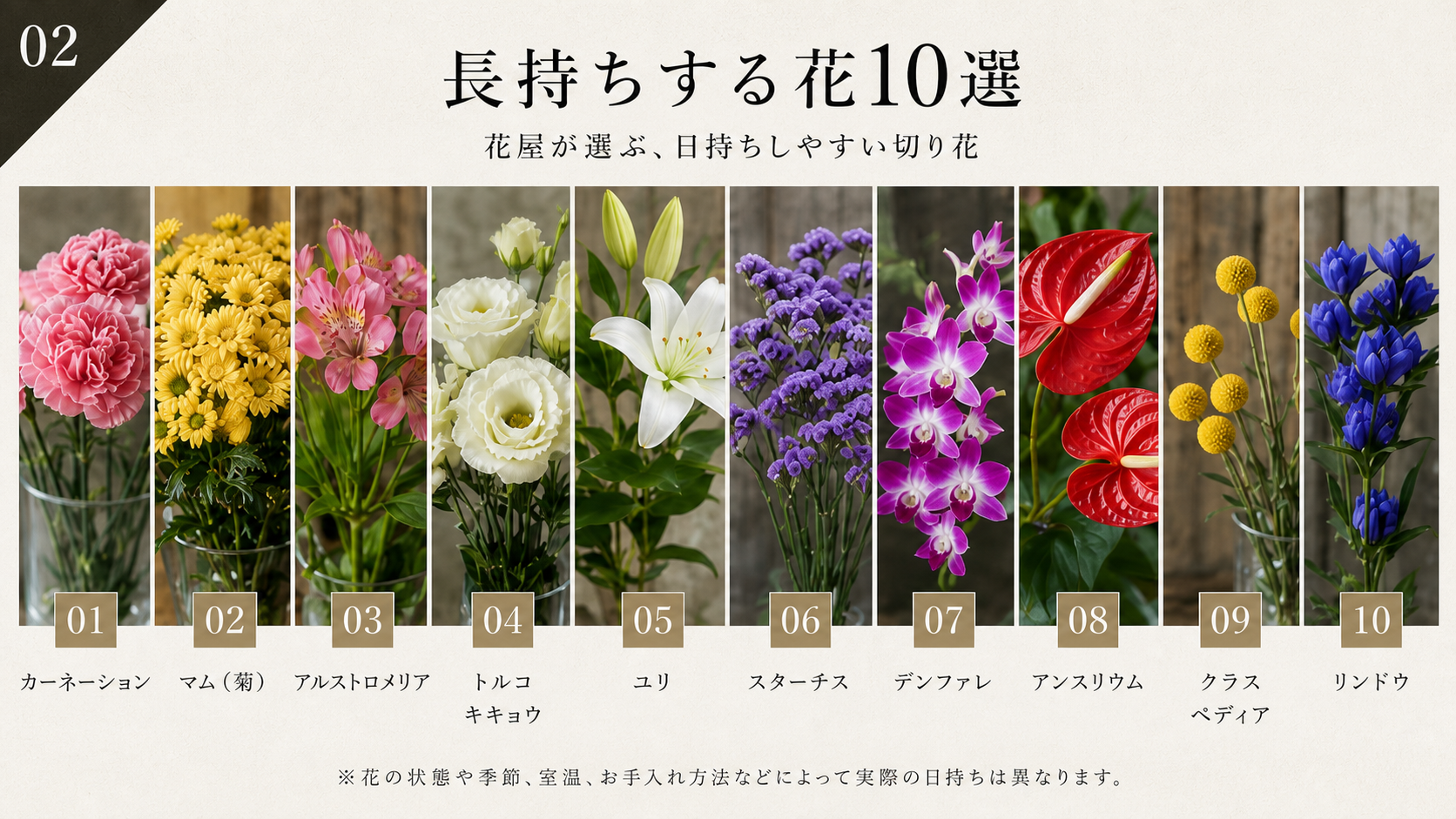 長持ちする切り花10種類の一覧