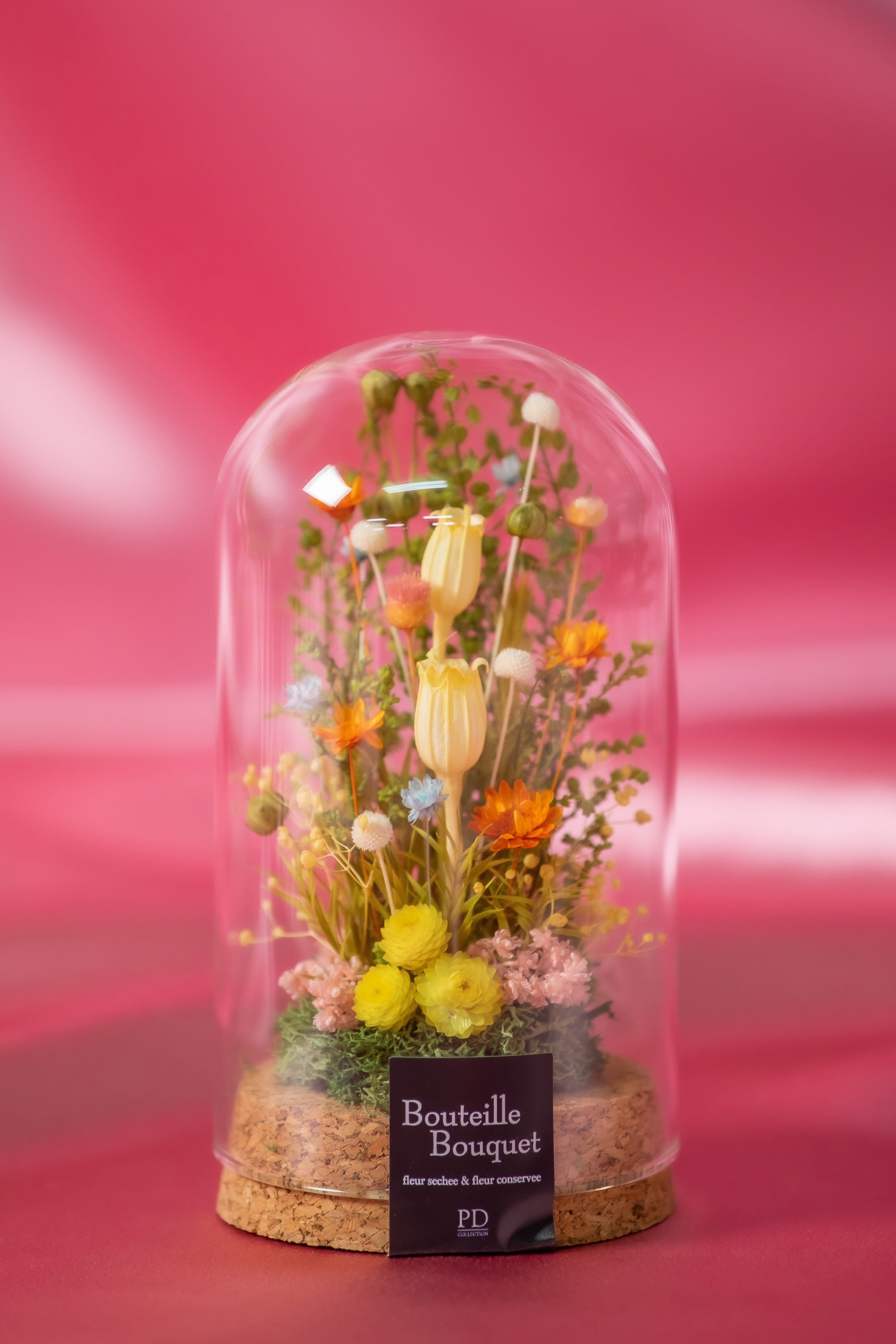 【母の日2026】コルクガラスドーム小花アレンジM イエロー