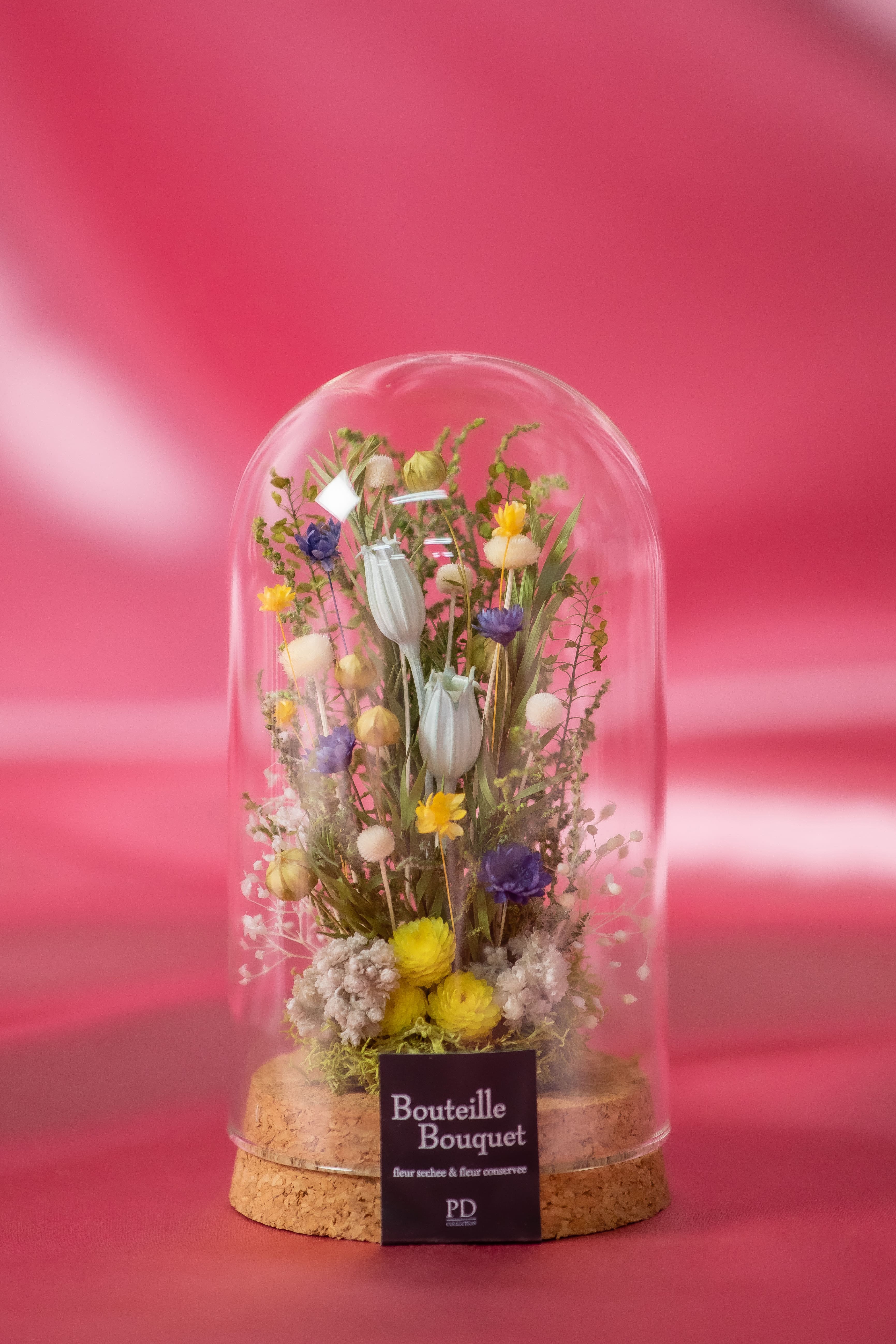 【母の日2026】コルクガラスドーム小花アレンジM ブルー