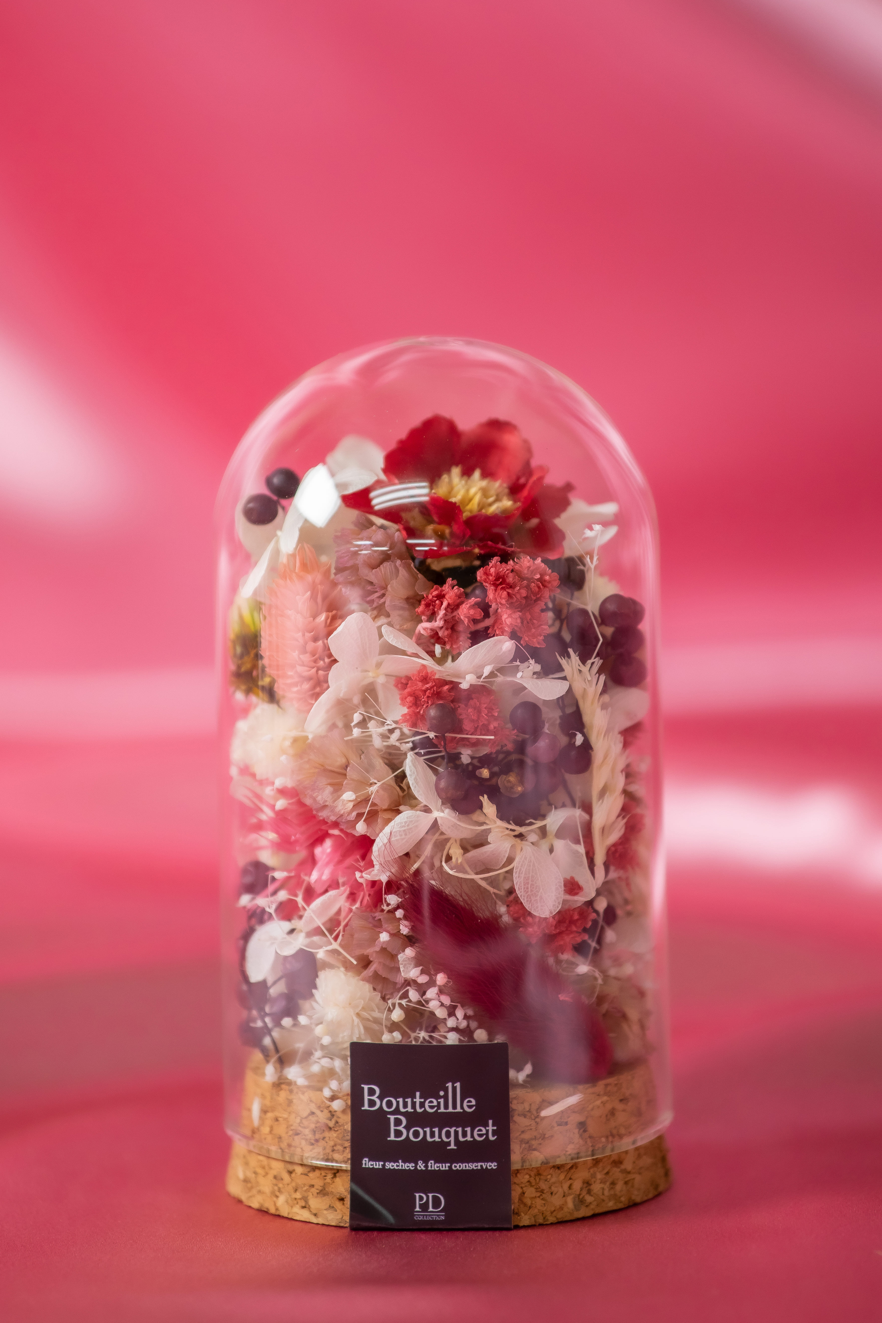 【母の日2026】コルクガラスドーム ブーレアレンジM レッド