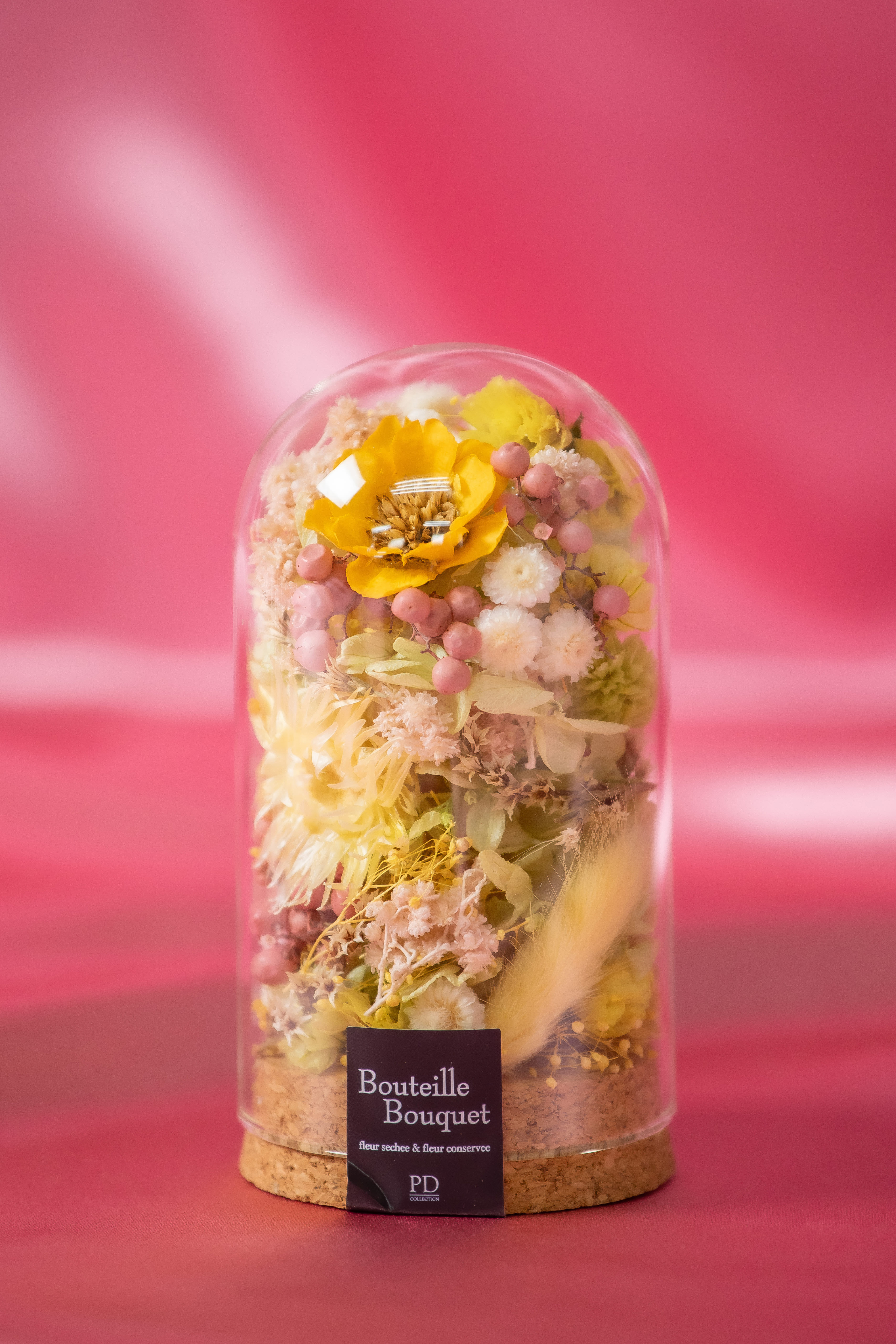 【母の日2026】コルクガラスドーム ブーレアレンジM イエロー