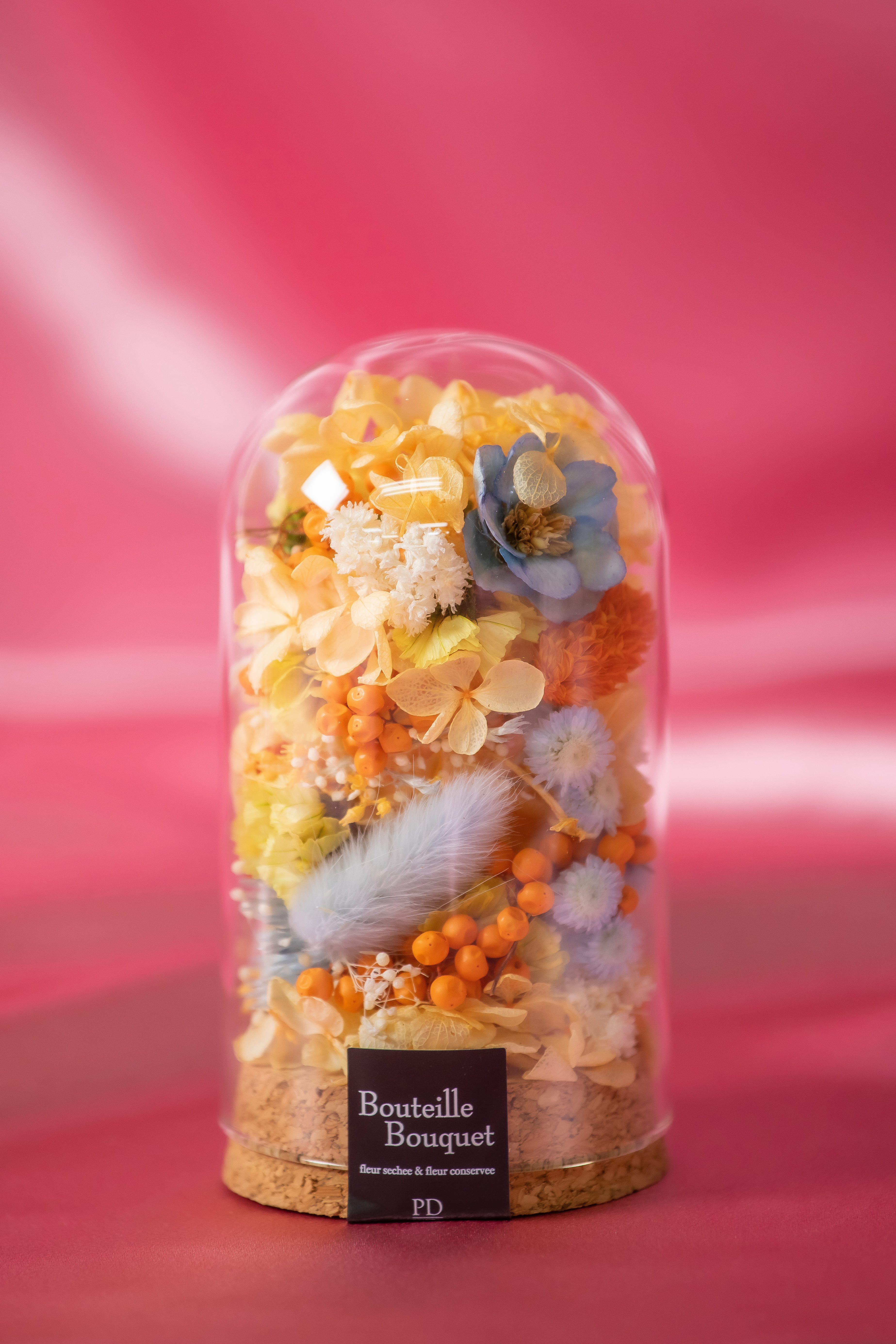 【母の日2026】コルクガラスドーム ブーレアレンジM ブルー